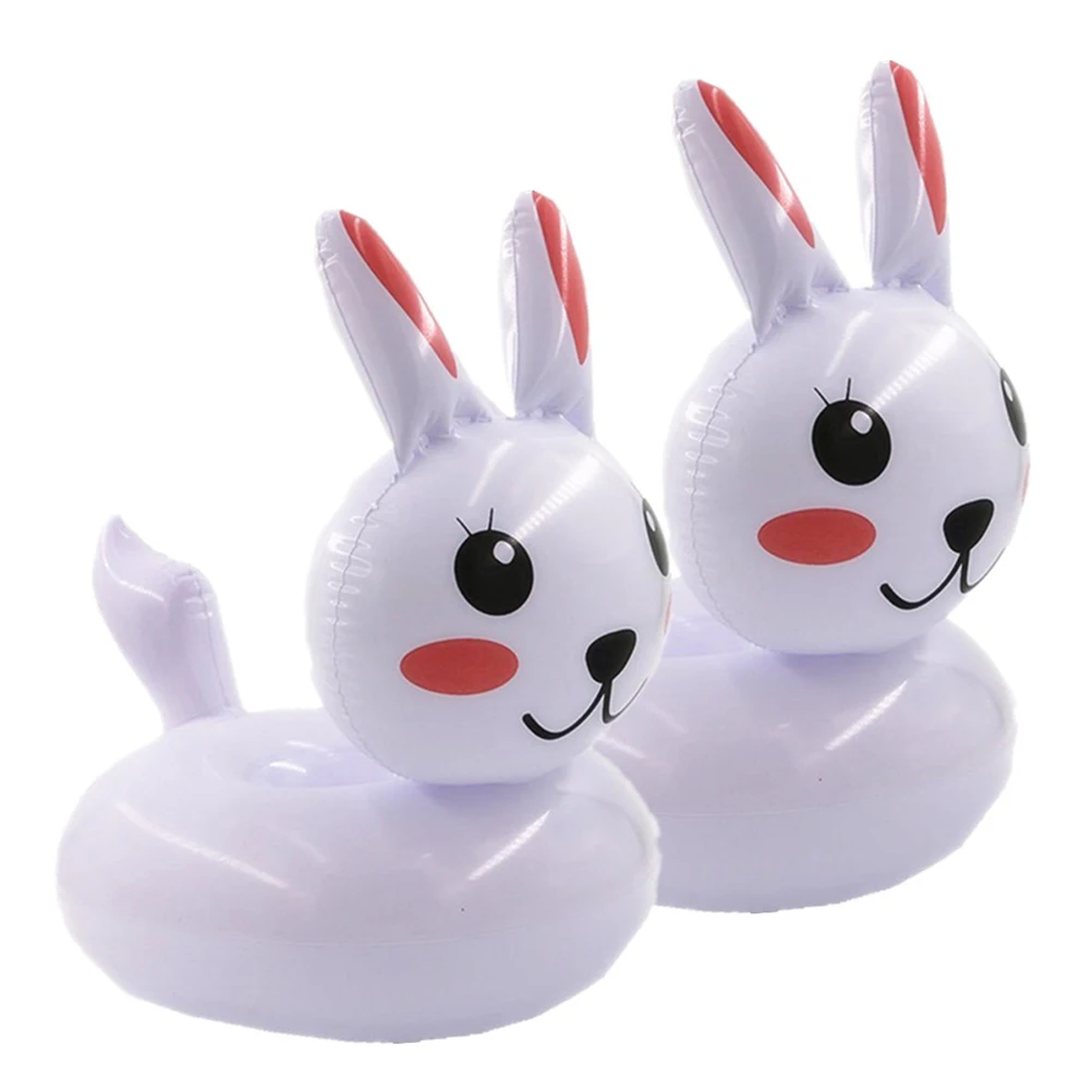 

2Pcs Inflatable Rabbit Beer Holder Water Surface Floating Tray Mat Lightweight Safe PVC Material Enjoy Fun Swimming