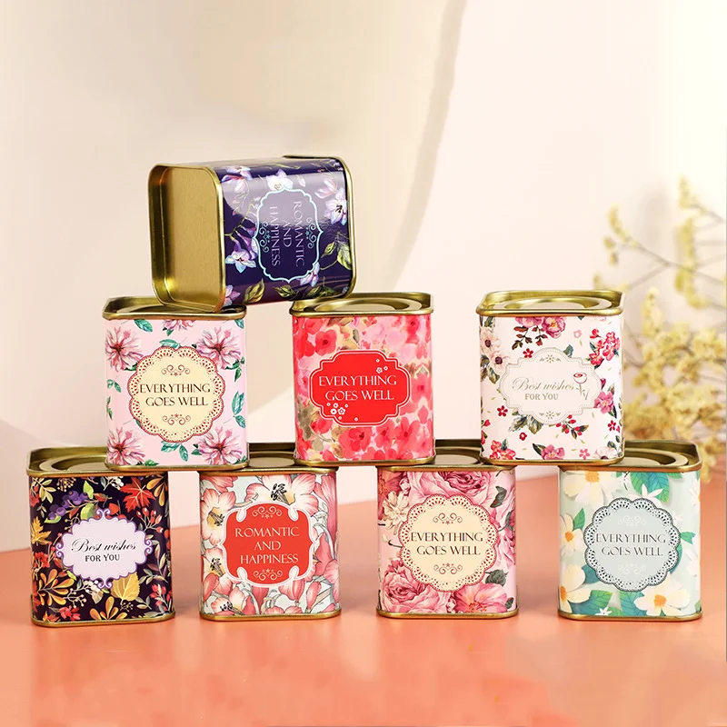 Sealed Storage Box Square Teaware Tea Leaf Can Jar Tin Iron Candy Can Vintage Jewely Box Kitchen Coffee Sugar Container
