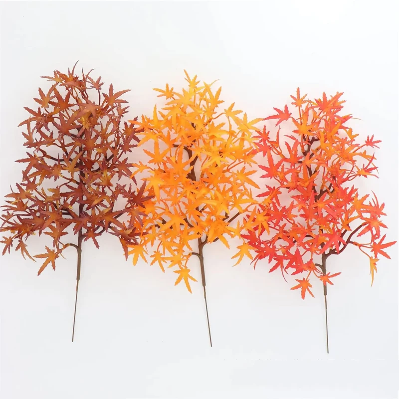 10Pcs Simulaiton Autumn Maple Leaves Fake Green Plants Garden Wedding Decoration Landscape Artificial Tree Party Event Ornaments