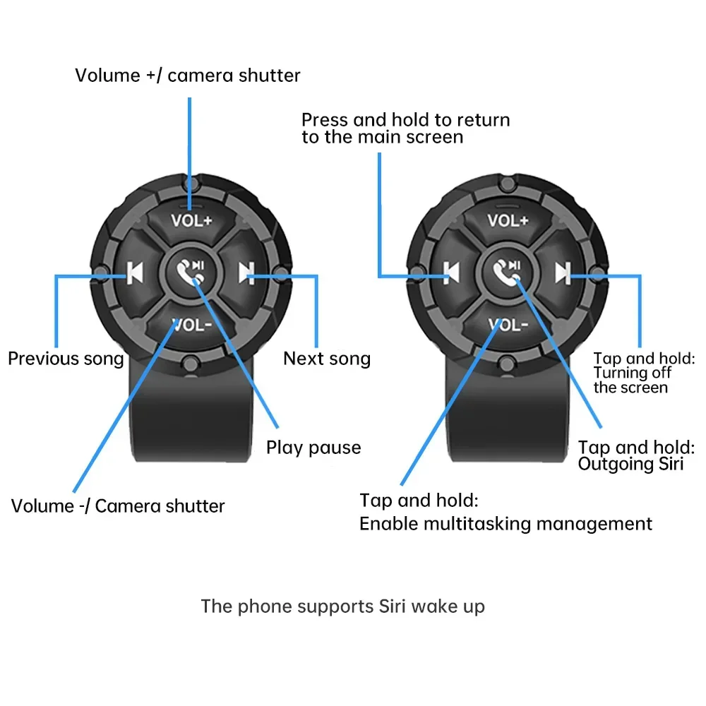 Wireless Remote Button Helmet Earphone Motorcycle/Bike Handlebar Media Controller Steering Wheel Remote Control Button