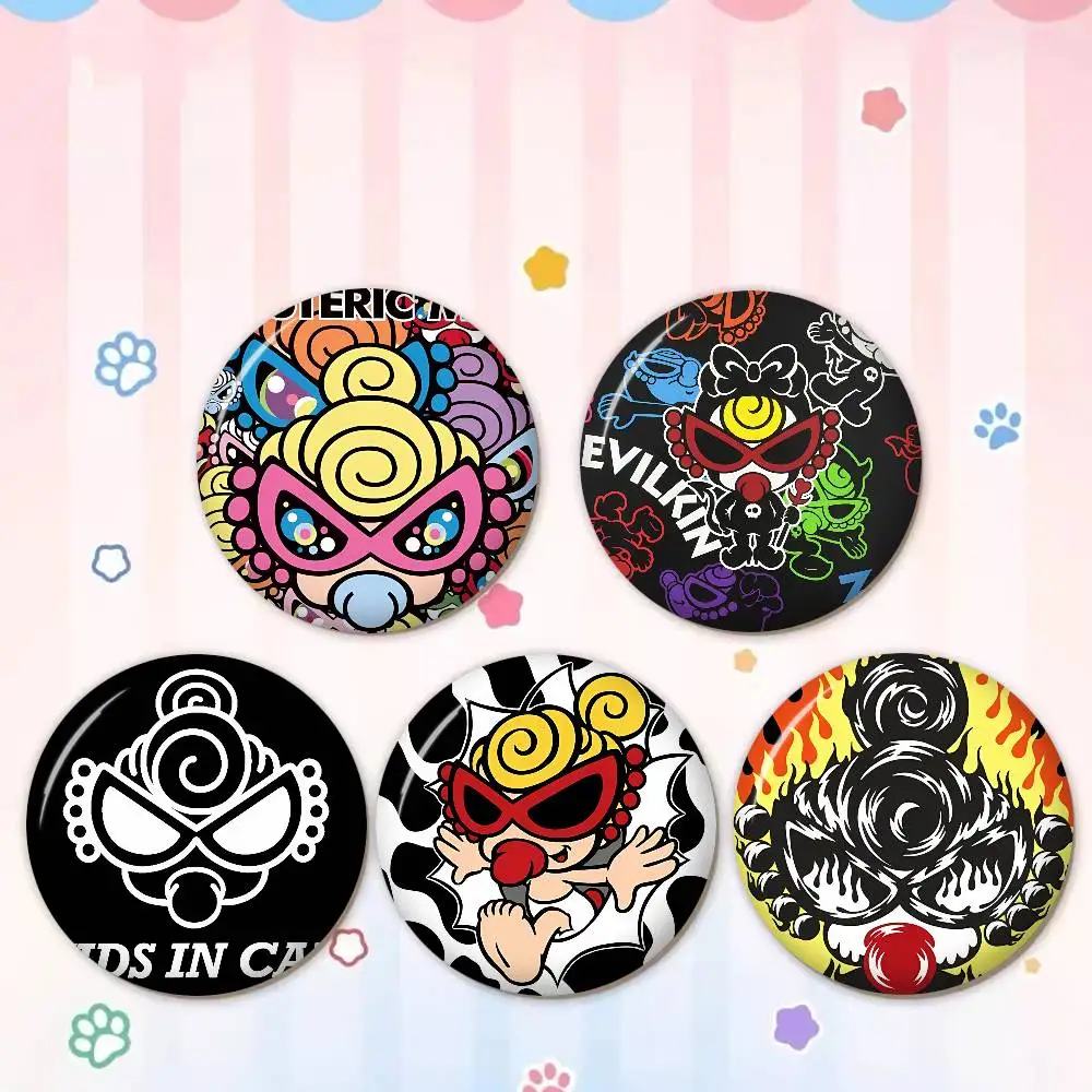 H-Hysterics-M-Minis Creative Pins Funny Faces Round Snap-in Brooch Badge Backpack Hat Accessories Jewelry Gifts