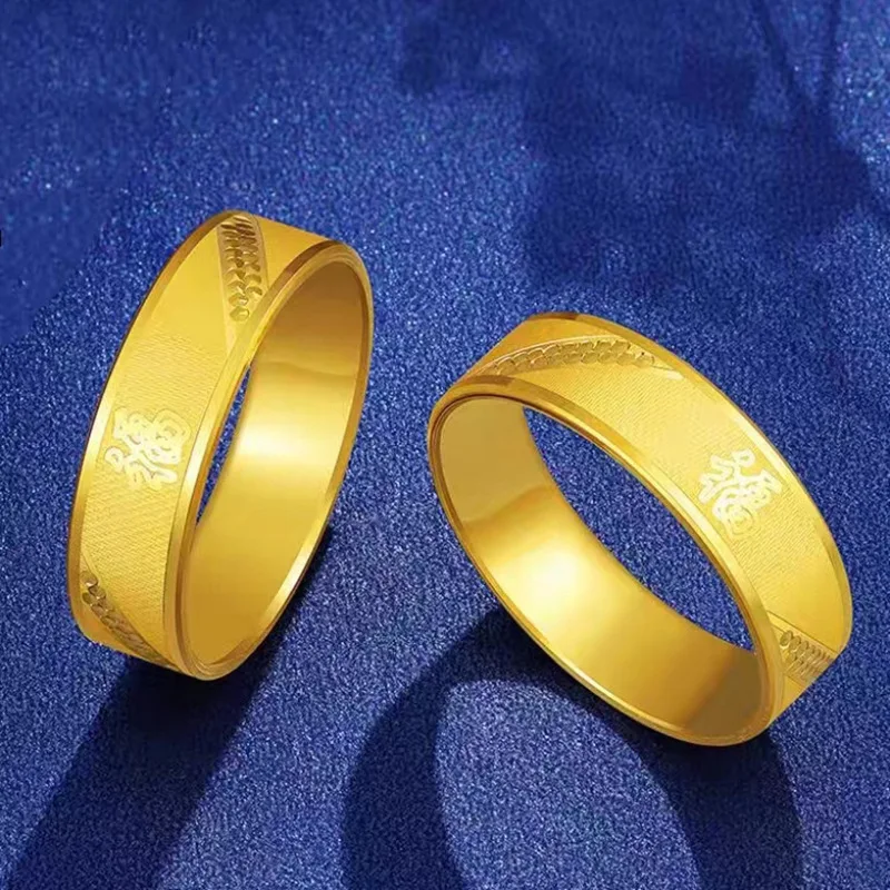 High-quality 24K pure gold Dafu ring for women, real gold temperament and fashion, AU999 gold ring jewelry metal stamp