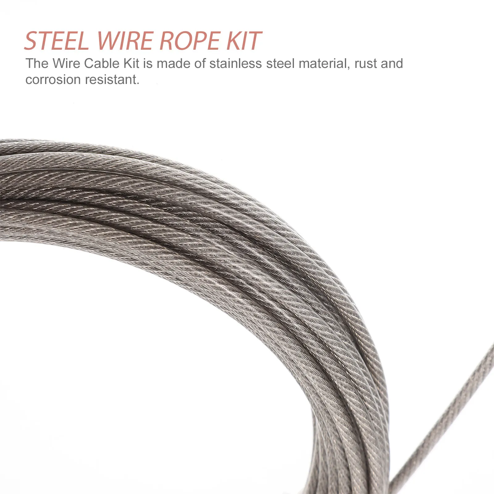 

Steel Wire Garden Wire Rope Heavy duty Stainless Steel Cable for Garden Fence Decking Crimping Sleeves Thimbles Clips