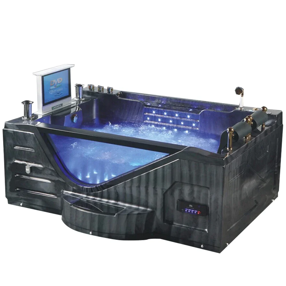 

Swedish Style Rectangular Soft Tub whirlpool Standard Size Bath Tub with Hydro Massage Black whirlpool Bathtub