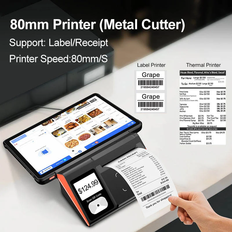 محطة Windows 11 POS مدمجة مقاس 11 بوصة، Intel N95 CPU 8G+128G Inbuilt، طابعة حرارية 80 مم POS، ماسح ضوئي ثنائي الأبعاد، شاشة 2.4 بوصة الثانية #3