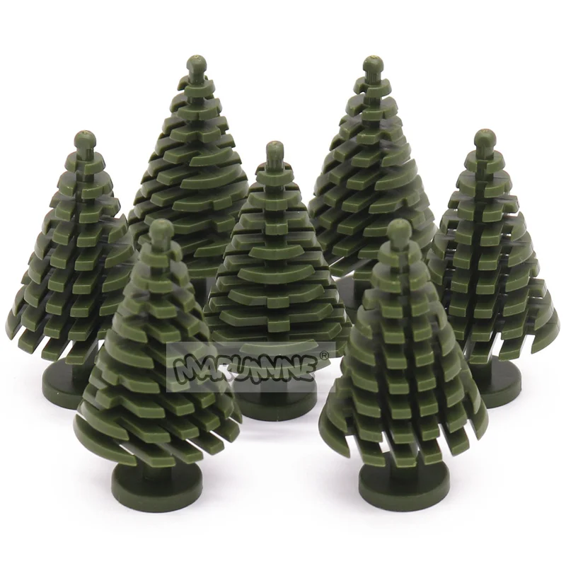 Marumine Christmas Spruce Tree MOC Blocks Compatible 3471 Stalk Grass Flower City Parts Classic Bricks Construction Accessories