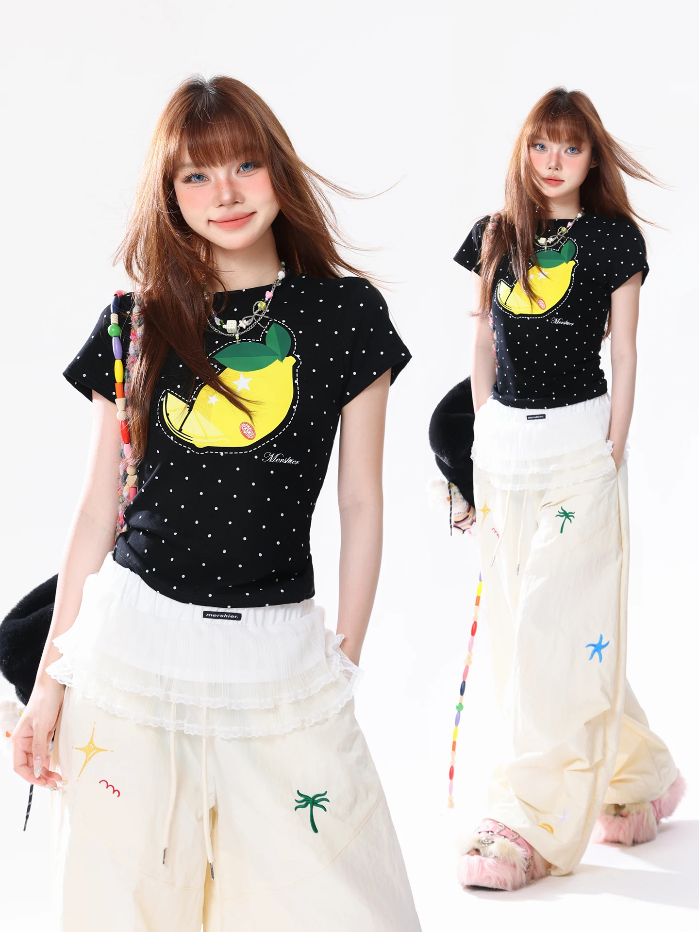 

Женская футболка AONW с короткими рукавами, сладкая и пикантная, с лимонным вкусом, облегающая, с принтом на плечах, хлопковая, в стиле ретро, летний топ
