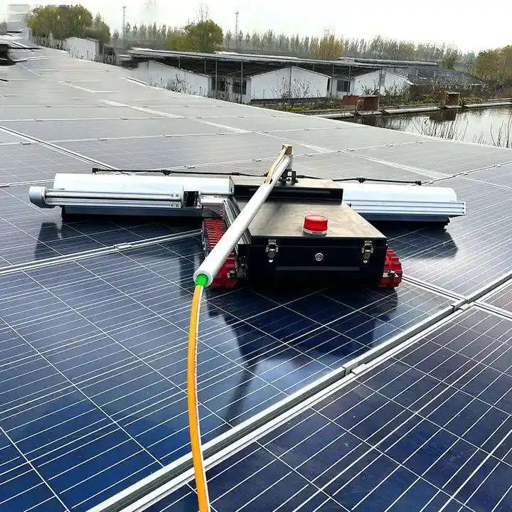 Automated Solar Panel Washer Dual Track Remote Crawler Sweeper Heavy Duty Photovoltaic Station Automatic Maintenance