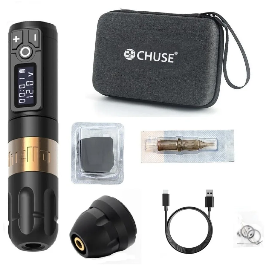 

Wireless Tattoo Pen Machine Rotary Tattoo Gun for Microblading Permanent Makeup PMU Kit with 2 400mAh Battery and 4.0mm Stroke