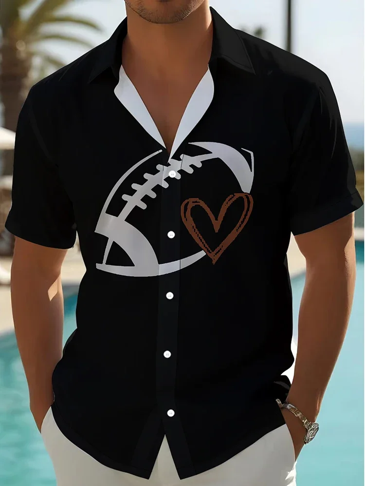 Rugby 3d Digitaal Printshirt Outdoor Populaire Losse Oversized Heren Shirt Zomer Sport Vrijetijdshemd Met Korte Mouwen