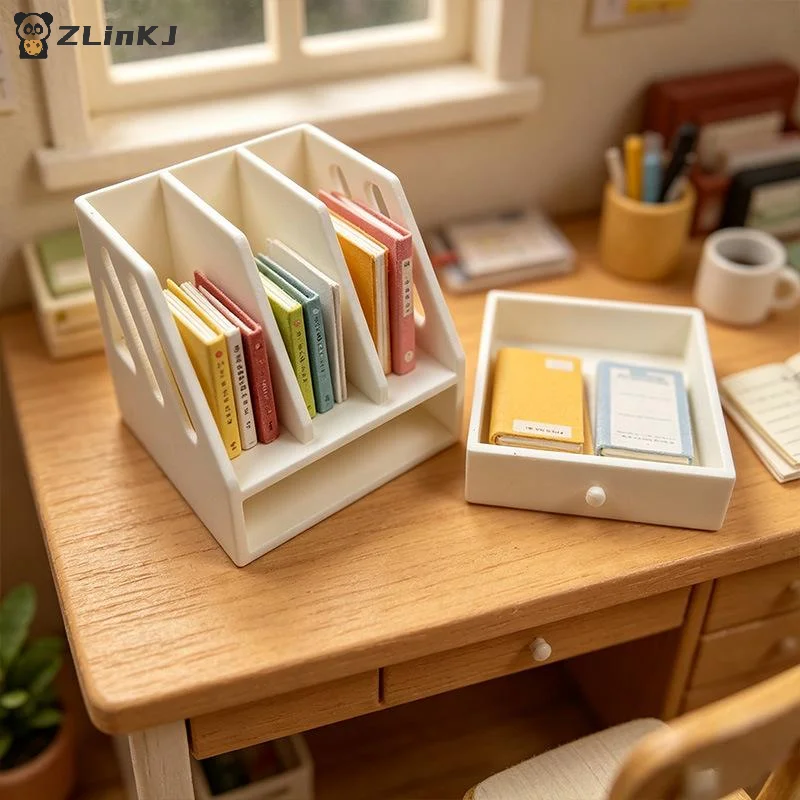 ▶1Pcs Miniature Desktop Storage File Basket For 1/12 Dollhouse Mini File Cabinet Scene Playhouse Toy Ornament