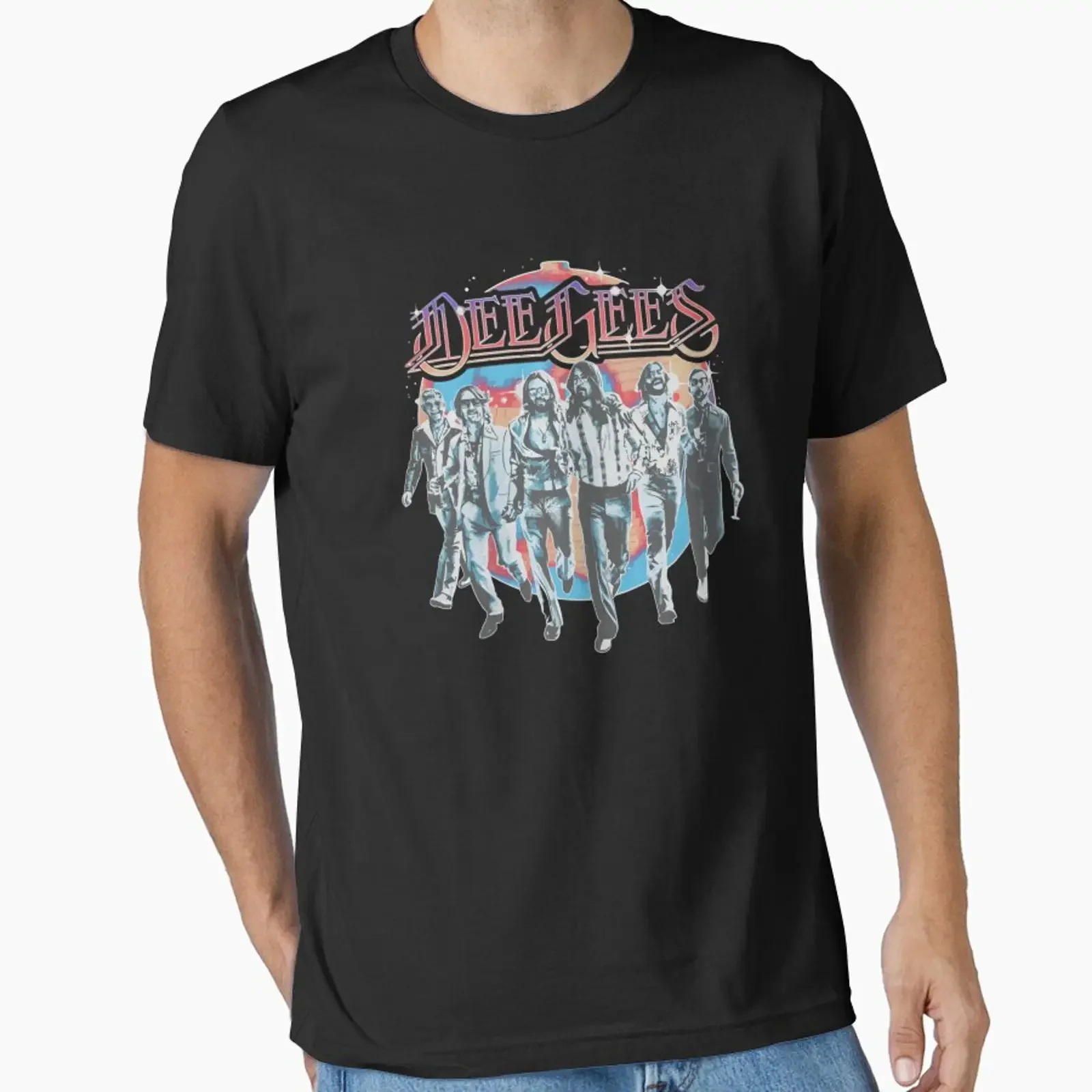 Dee Gees Disco Ball Logo Classic T Shirt designed and sold by RafaelRuhrig vintage Washed Breathable Soft Top For Everyday Wear
