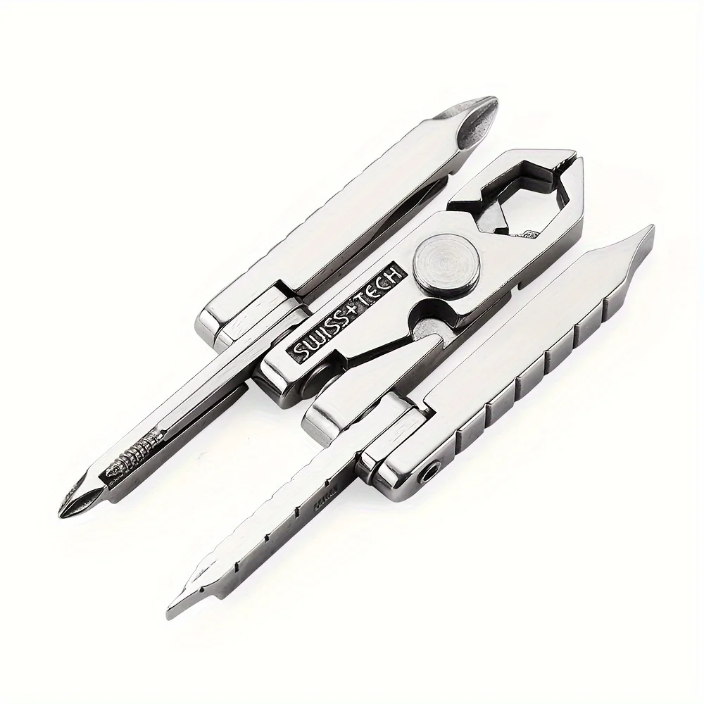 Micro-Max 19-in-1 & 6-in-1 Stainless Steel Folding Multi-Tool Pliers with Keychain - Heavy-Duty EDC Pocket Repair Kit, 19/6-in-1