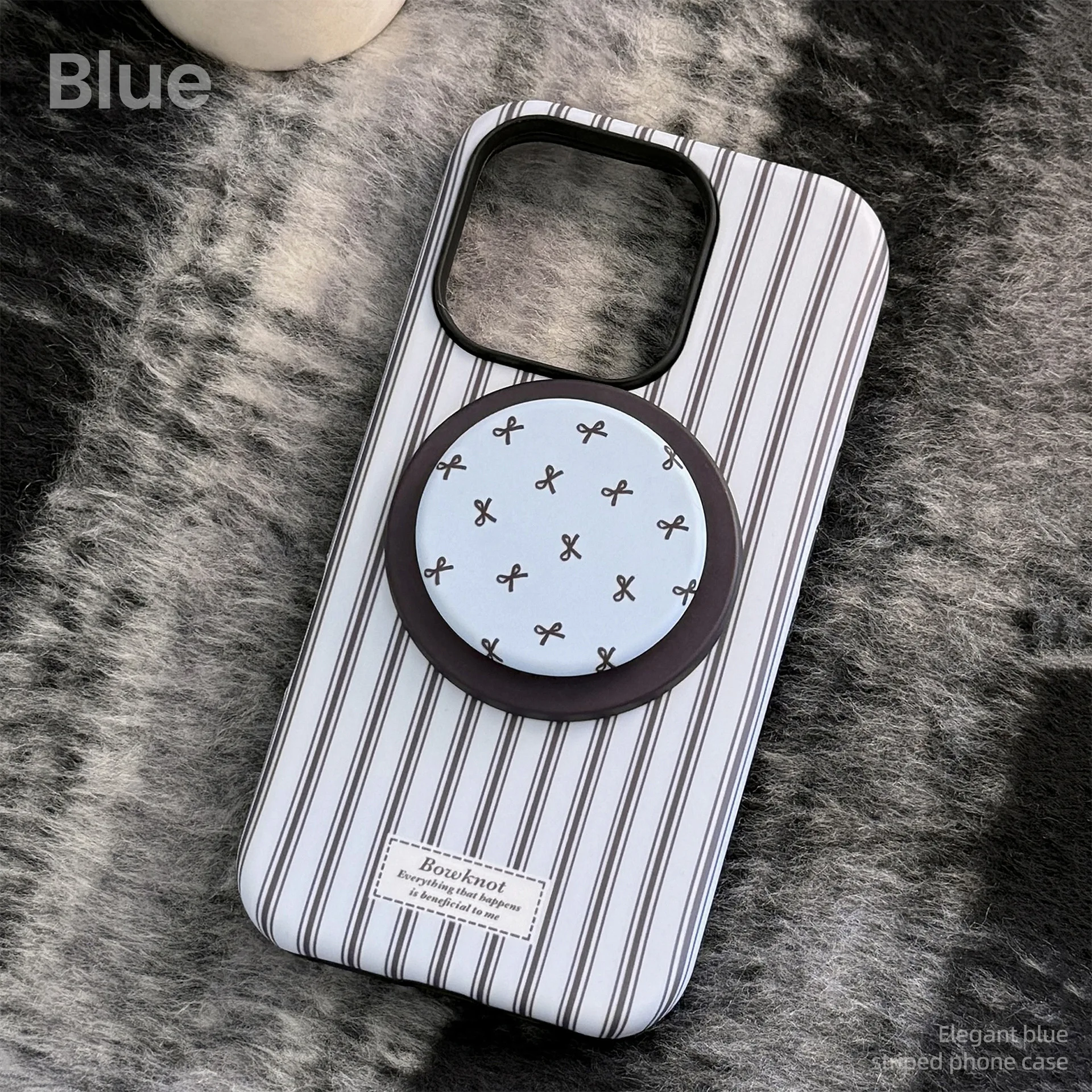 Koreanische gestreifte Schleife Halterung magnetische Handyhülle für iPhone 17 12 13 Mini 11 14 15 16 Pro Max stoßfeste schützende Hartschale