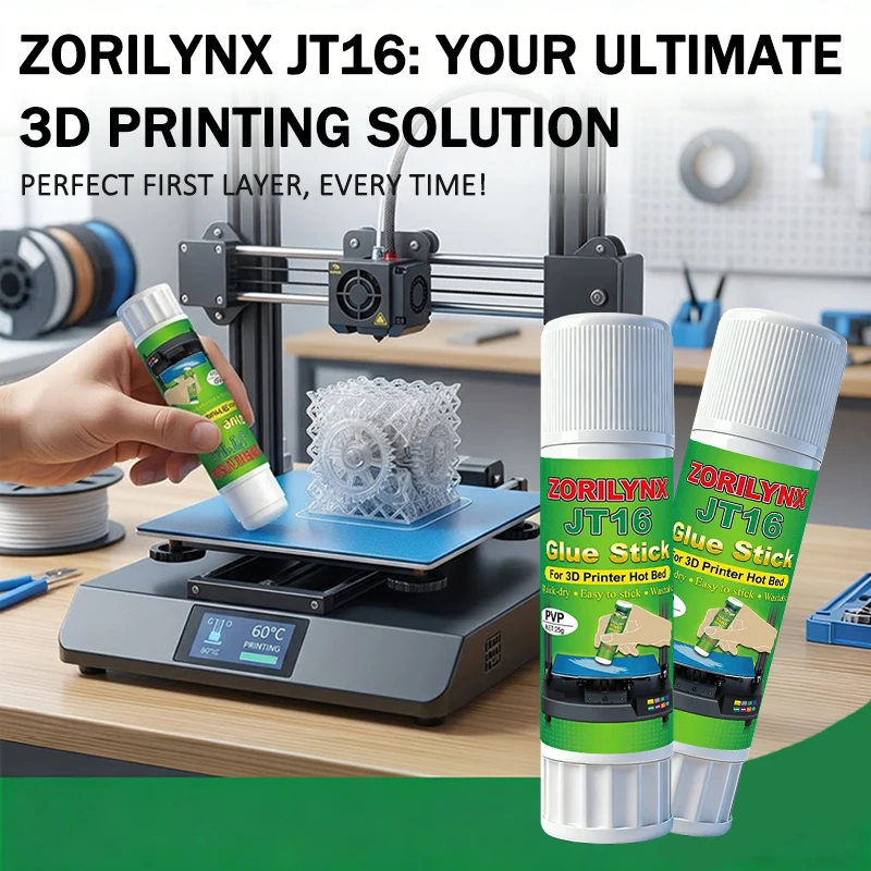 

Клей-карандаш ZORILYNX JT16 для 3D-принтеров PVP, для стеклянных плит 3D-принтеров, легко наносится, моющийся, нетоксичный, 25 г