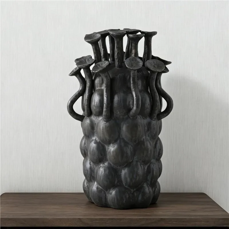 Nordic Handmade Ceramic Vase Modern Art Ornament Creative Natural Organic Form 3D Relief Flower Ware Home Decor Gift Modern