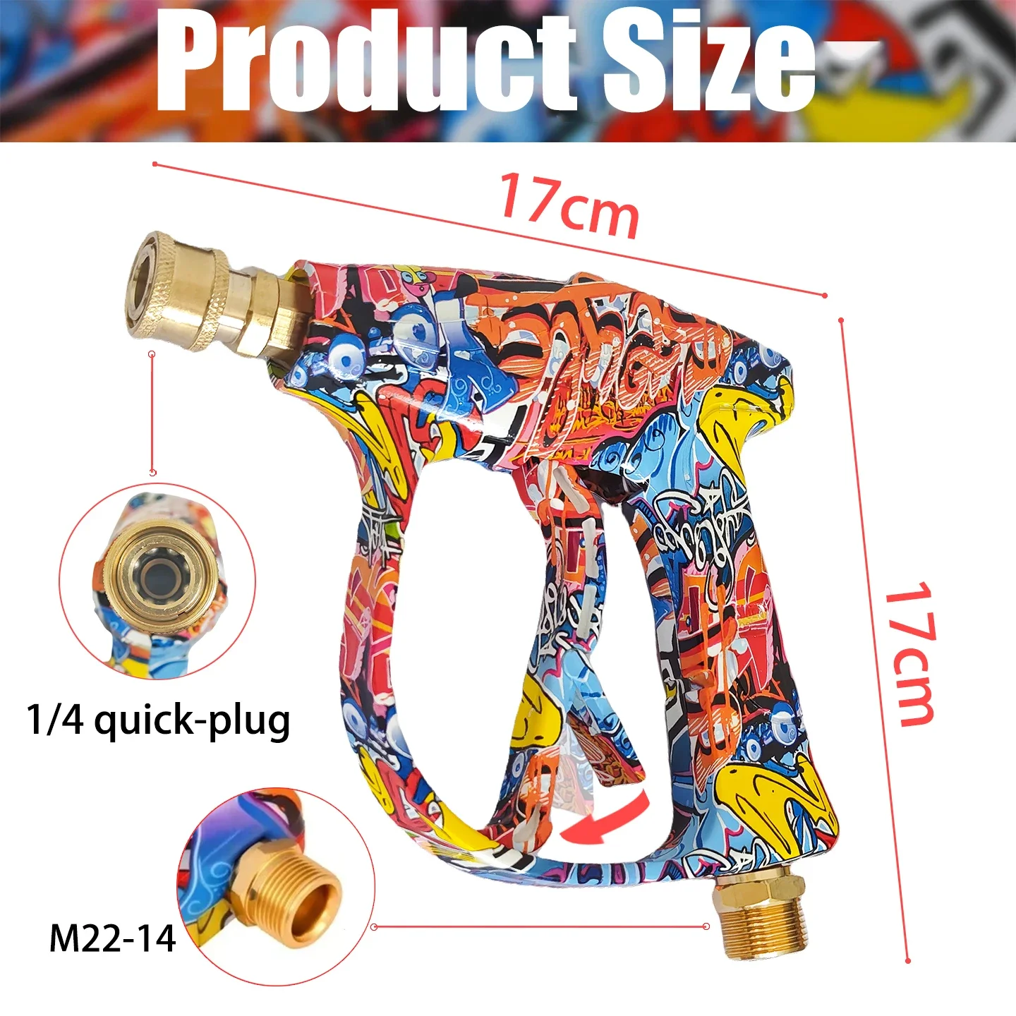 4350PSI Graffiti Pressure Washer Gun - 1L Foam Cannon & 1/4' Nozzle Set for Karcher Optional Adapter & Rubber Base Kit