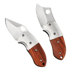 Multifunctional Mini Folding Pocket Knife with Wooden Handle Fruit Knife Camping Pocket Knife Wildlife Defense Tool