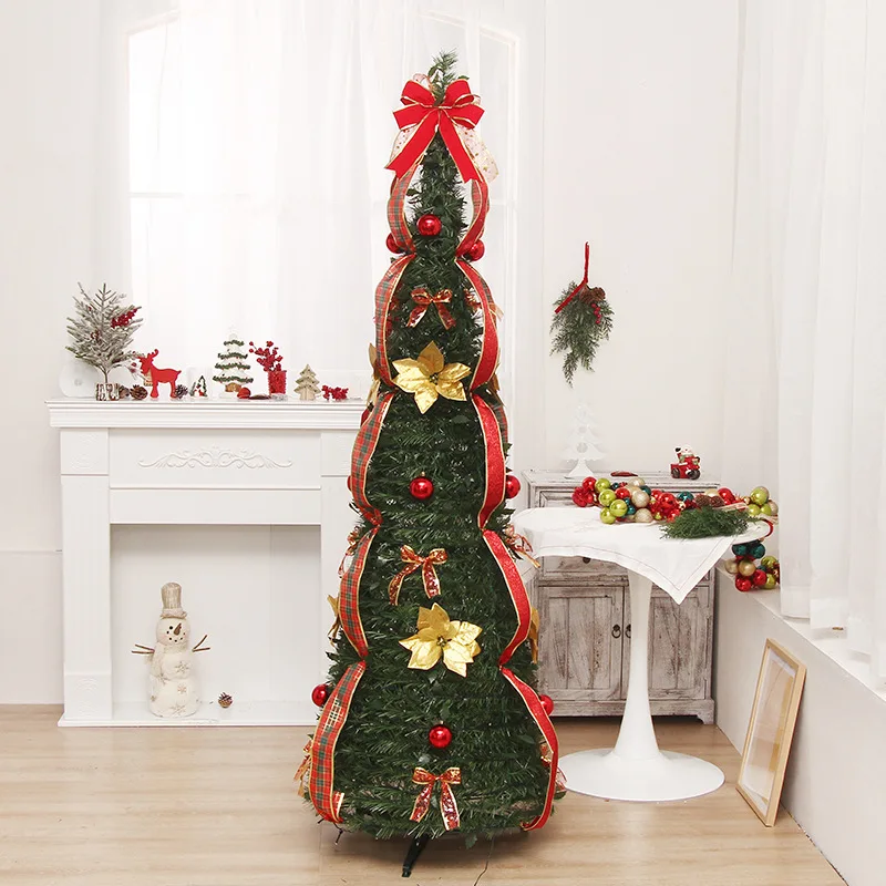 LED Light PVC Foldable Christmas Tree Set Home Holiday Decoration