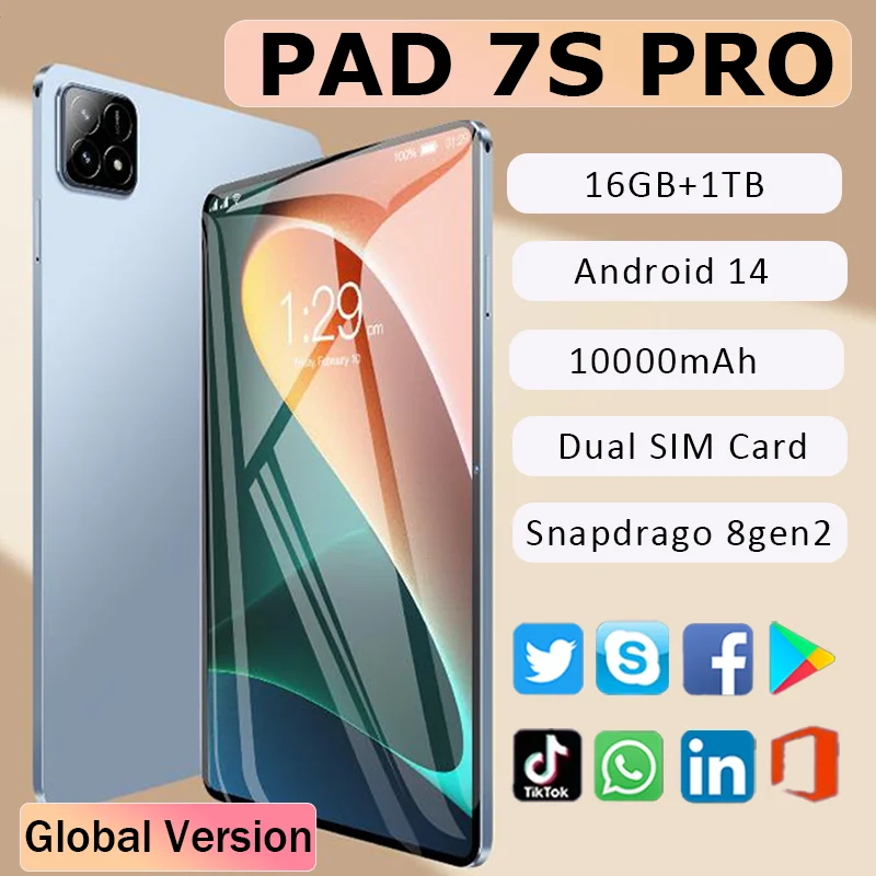 

2025 Global Model XioaMI Pad 7s Pro Tablet HD Large Screen Dual SIM Dual Standby Bluetooth WiFi High-performance Popular Tablets