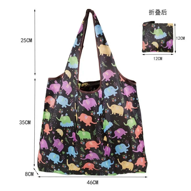 Women Reusable Shopping Bag Foldable Bag Fashion Flower Printing Folding Recycle Handbags Tote Grocery Bag