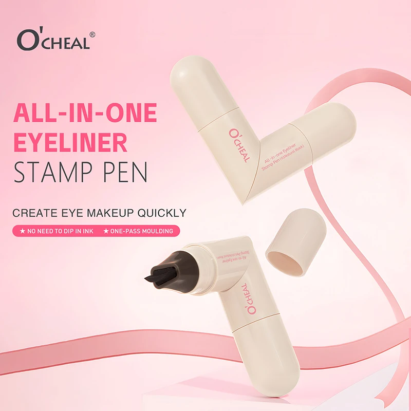 O'CHEAL  All-in-one Rotating Eyeliner Stamp Pen Quick Eye Makeup Double-Ended Eyeliner Waterproof Long-Lasting Stamp Eyeliner
