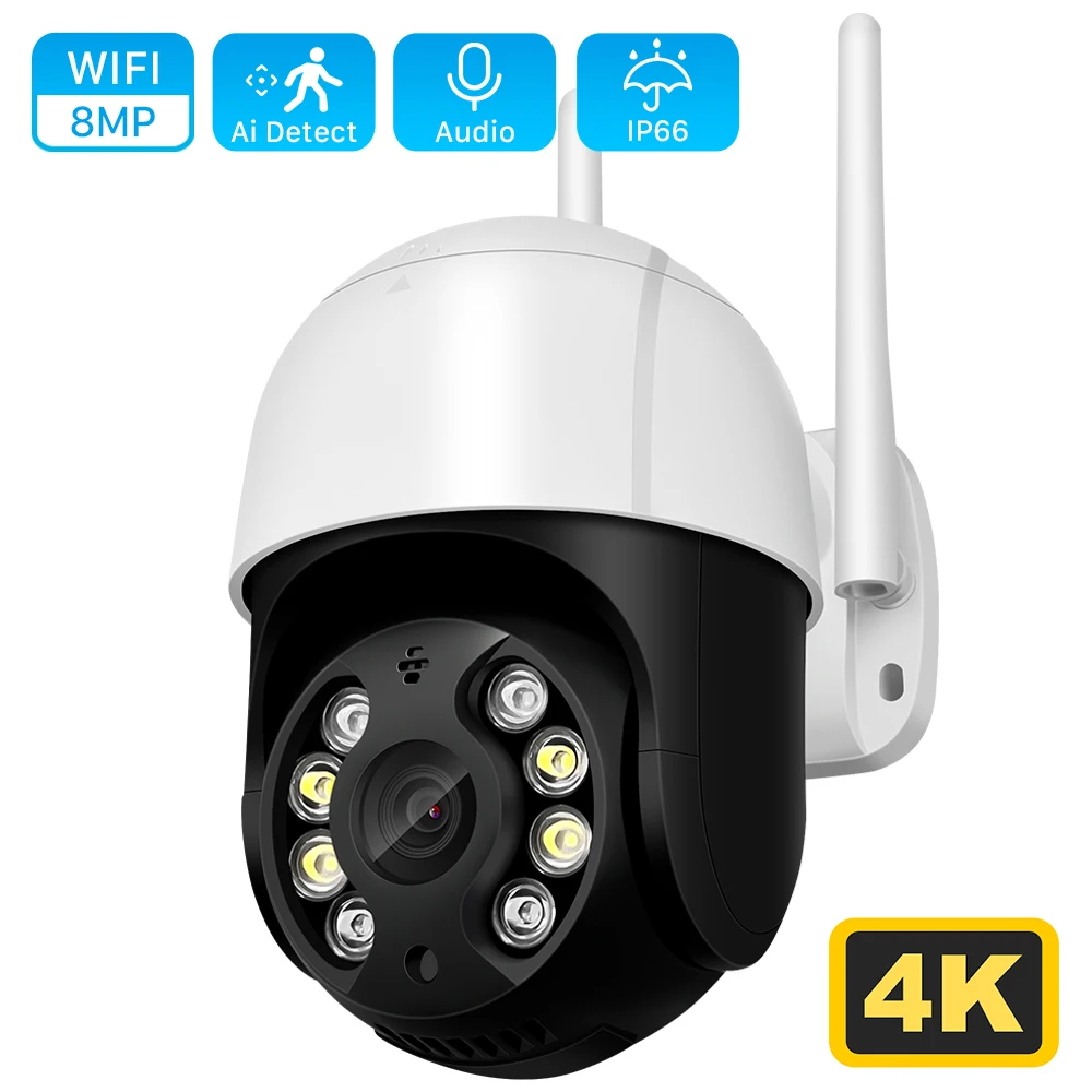 Cámara de seguridad IP 4K de 8MP, 1080P, 4MP, WiFi, inalámbrica, seguimiento de movimiento automático, visión nocturna a Color, cámara domo PTZ de velocidad para exteriores