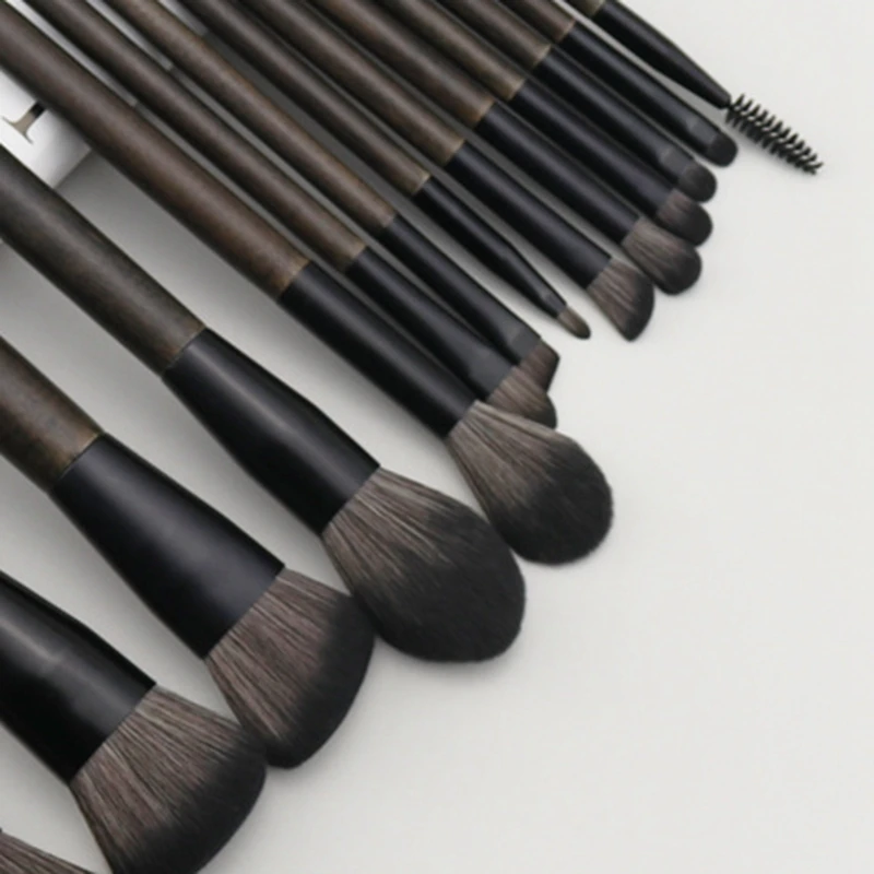 InPorter-Pinceaux de maquillage, pinceau fond de teint, ombre antarctique, poils en fibre douce, 14 ensembles