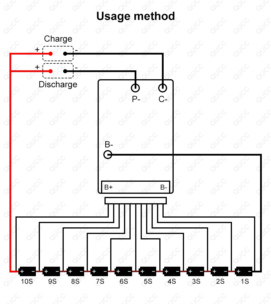Qucc Li Ion 10S 13S 14S 15A 20A BMS 48V 36V 18650 Battery Pack Electric Toy Electric Scooter Electric Moped Power Battery BMS