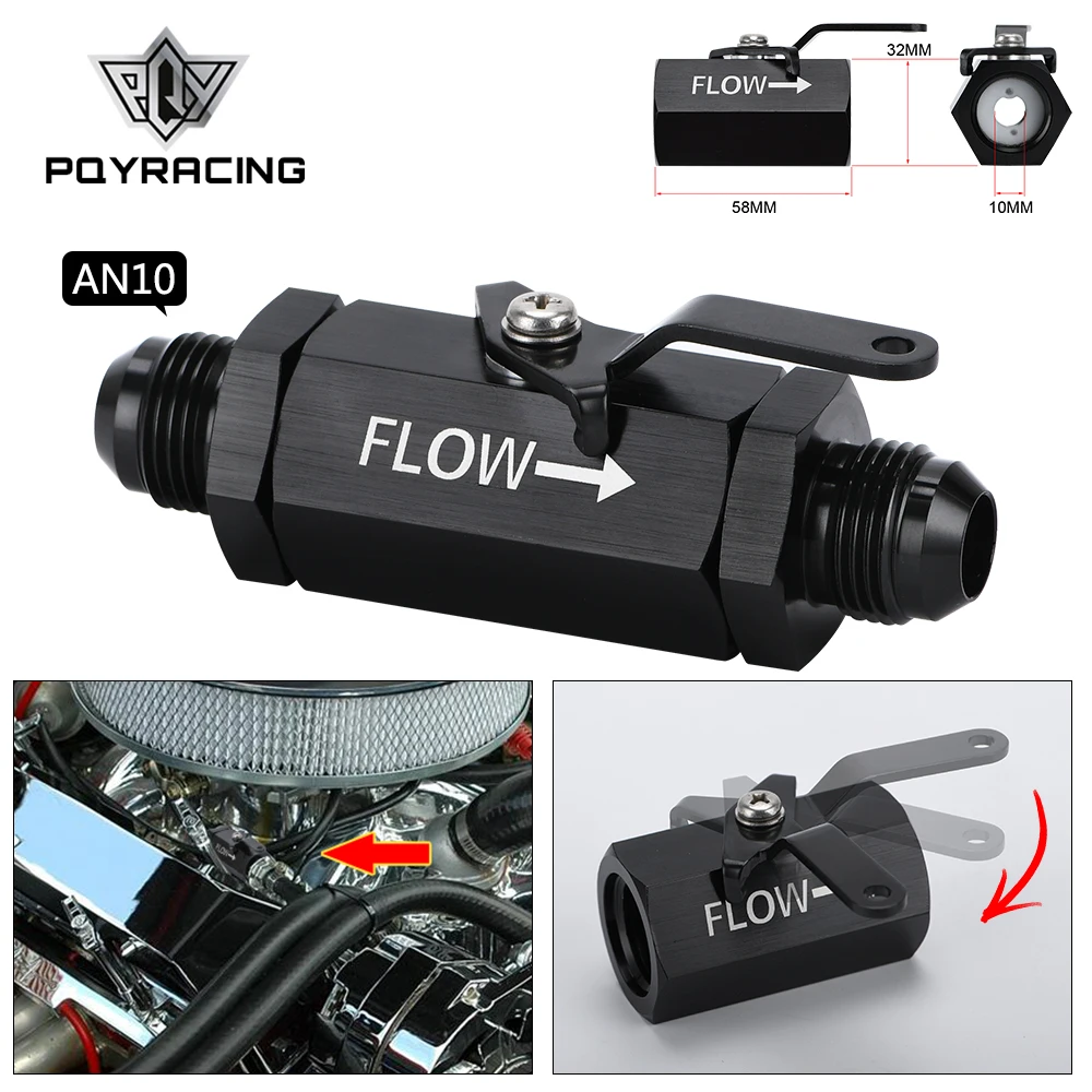 PQY - AN10 10AN-10 AN Shut Off Valve Fitting Aluminum Black PQY-WLPV72-10