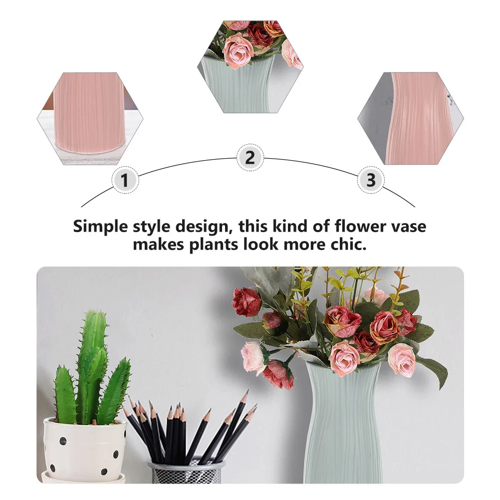 

2Pcs Imitation Ceramic Flower Vase Nordic Home Office Decoration Pe Material Art Arrangement Ornament