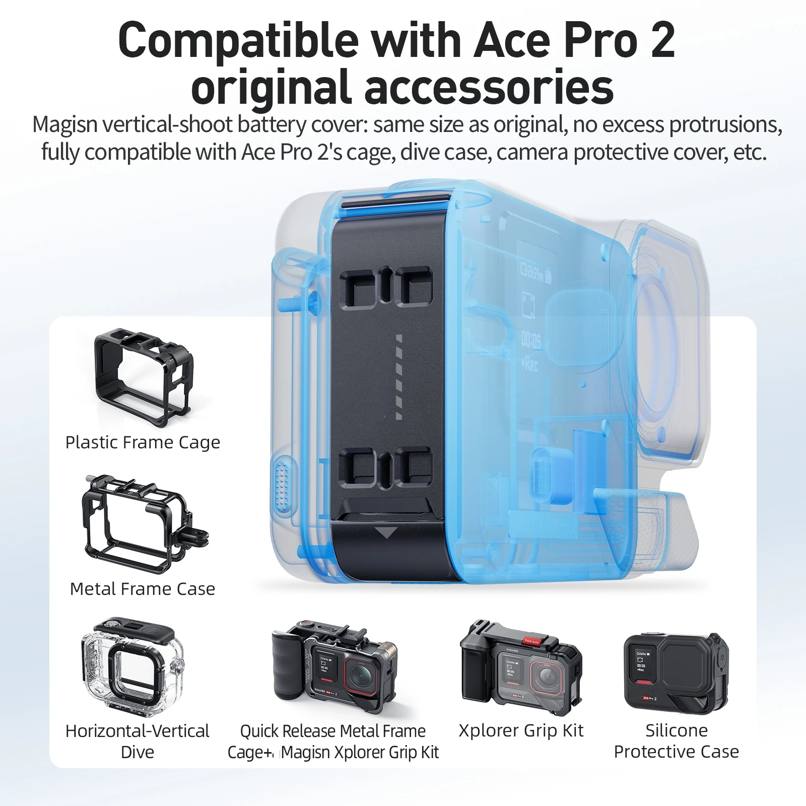 

Suitable for Insta360 Ace Pro2 camera vertical shooting battery cover Ace Pro2 action camera accessories