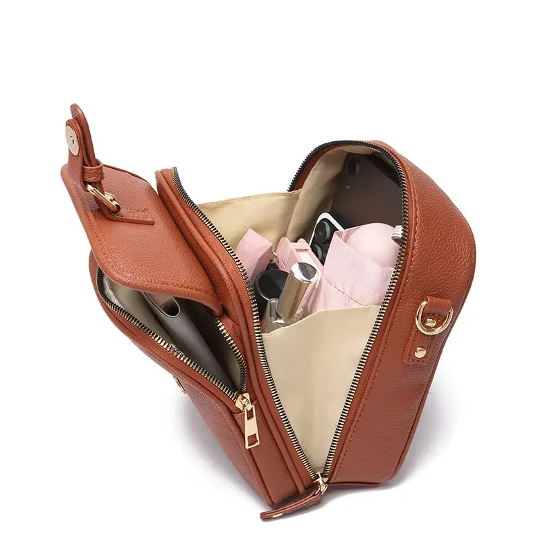 Vintage Schultertasche mit 10 RFID-Fächern, Doppelschichtig, Große Umhängetasche, Tragbare Tägliche Pendler-Tasche, Diebstahlsichere Handtasche für Frauen – Detail 13
