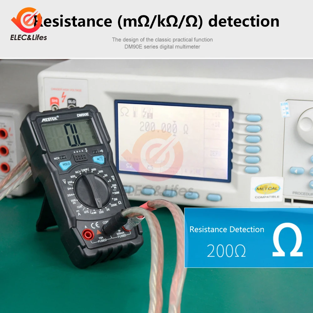 DM90E Mini Multimeters Digital Multimeter Auto Range Tester Multimetre 1999 Counts With Temperature Probe Multitester