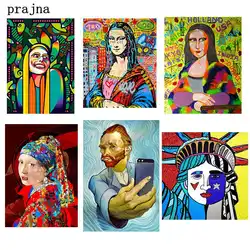 Van Gogh Mona Lisa naprasowanki naklejki termiczne na ubrania T-shirt DIY kolorowe malowanie Tuya naszywka termotransferowa aplikacja