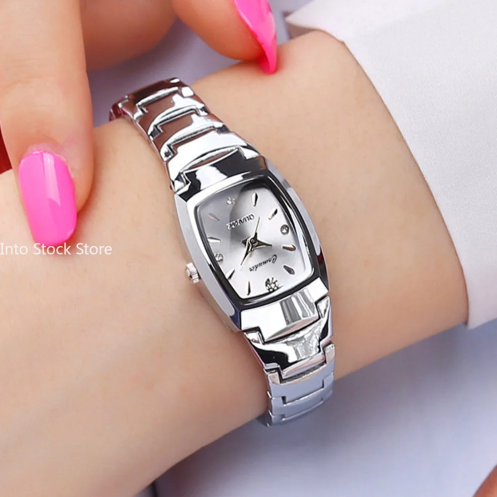 Elegant Women Quartz Watch Luxury Classic Rose Gold Tungsten Stainless Steel Color Band Watches Ladies Wristwatch