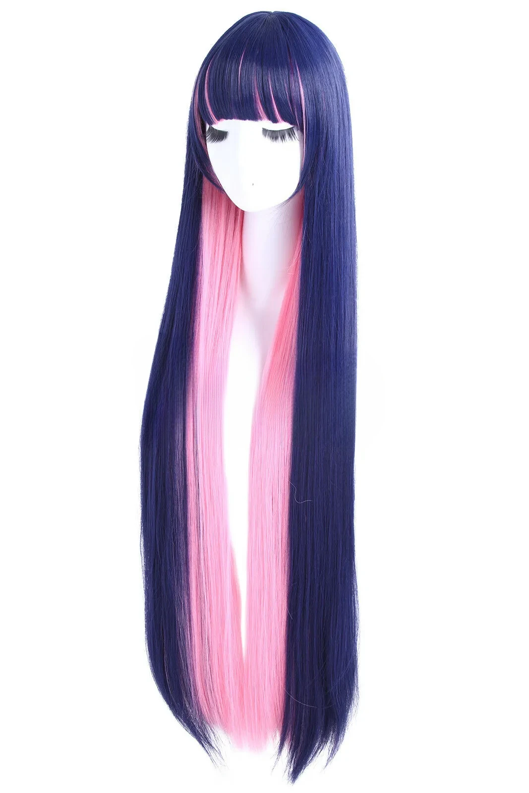 Panty & Stocking with Garterbelt Long Straight Blue Pink Mix Cosplay Full Wig