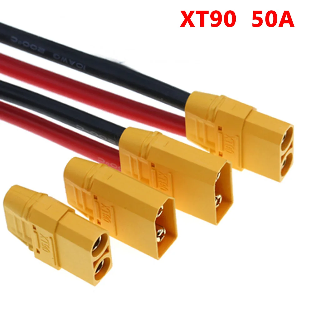 XT90 10CM /20/30/40/50CM/ 1M Wire Harness Accessories  XT90 Male Female Plug With 10AWG Silicone Flexible Cord Connector