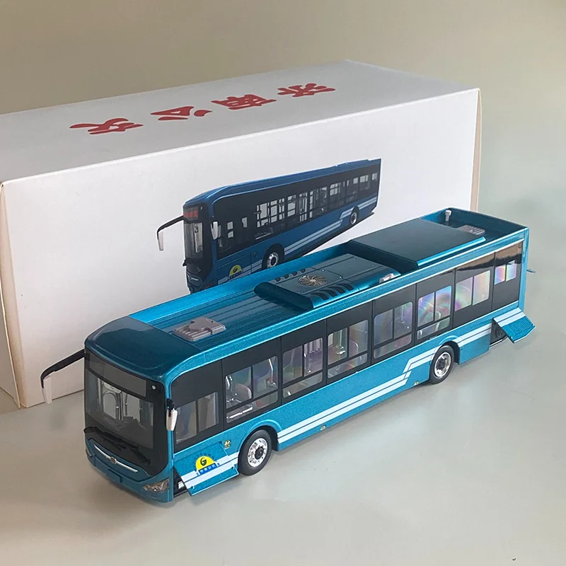 Ornamento de coleção de modelo de carro de liga de ônibus Zhongtong de transporte público Jinan escala 1:42