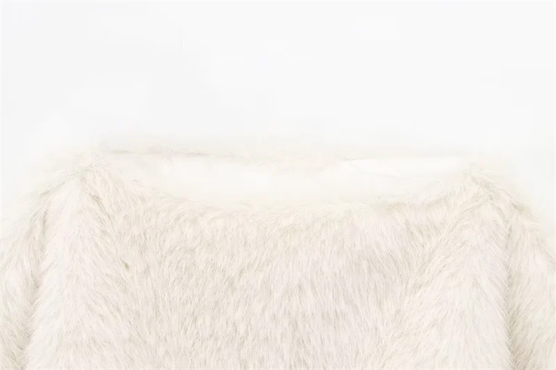 Guobioziy 2026 Autumn Women Faux Fur Cropped Coat Boat Neck Long Sleeve Polished Look For Social Gathering Urban Street Outfit