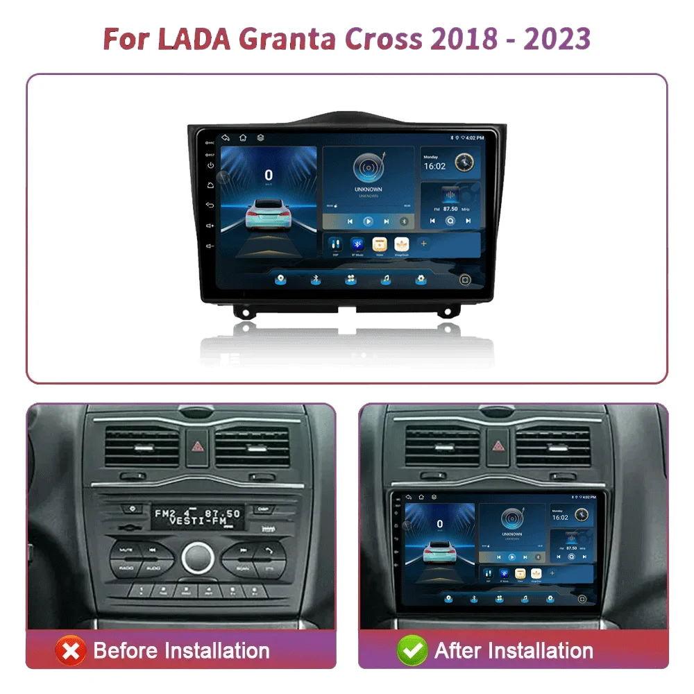 LJZN Android16 For LADA Granta Cross 2018 - 2023 Car Radio Multimedia Video Player Navigation stereo GPS  No 2din 2 din dvd 4G
