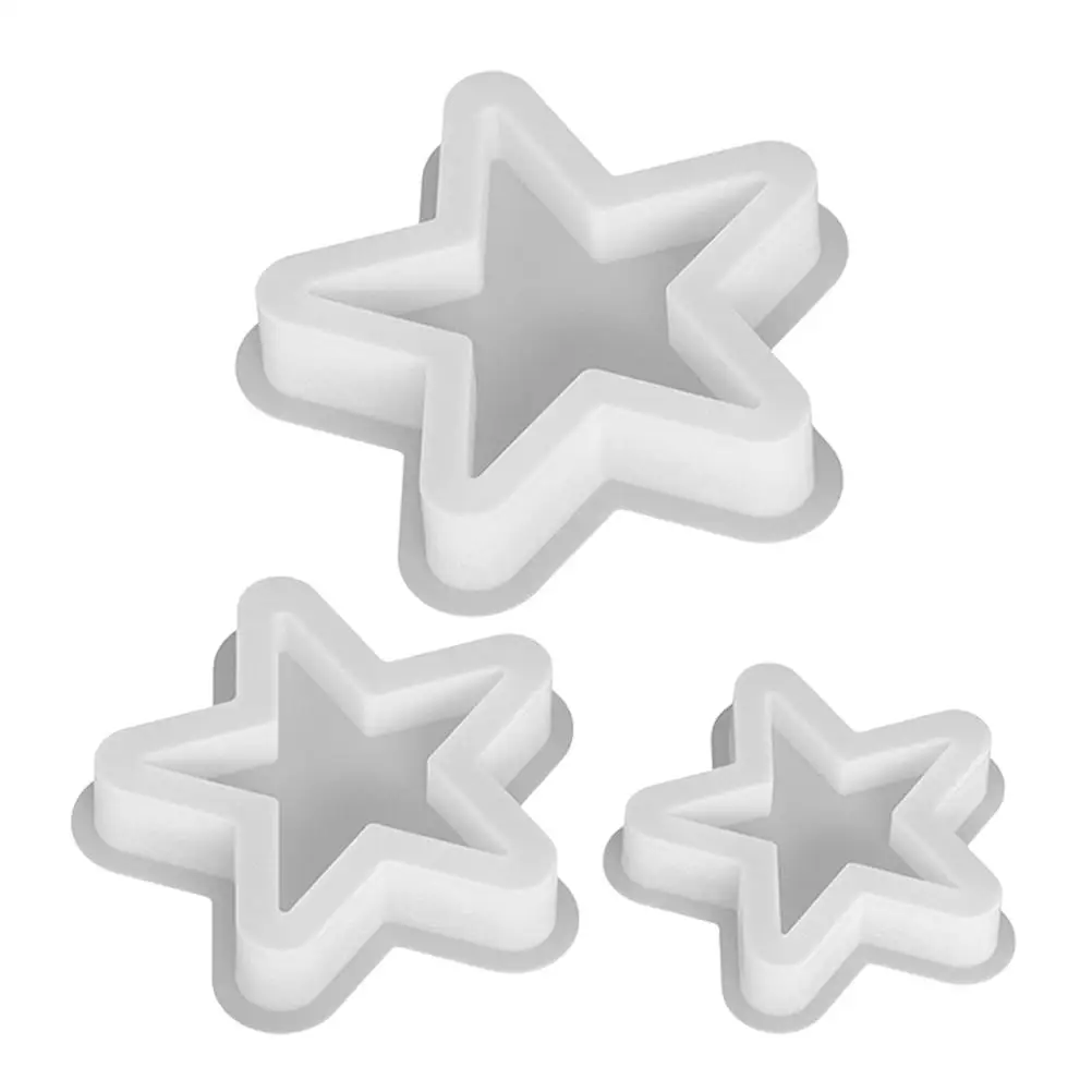 Stampi per cera in silicone da 3 pezzi Stampi per aromaterapia Stampi per cubetti di ghiaccio in resina Caramelle Decorazione a forma di stella a cinque punte Efficiente
