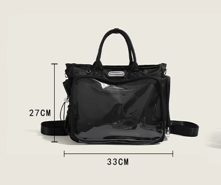 Second Dimension Large-capacity Japanese Transparent Pain Bag Cute Girl Baby Bag Daily Commuting Unisex Style Black Backpack