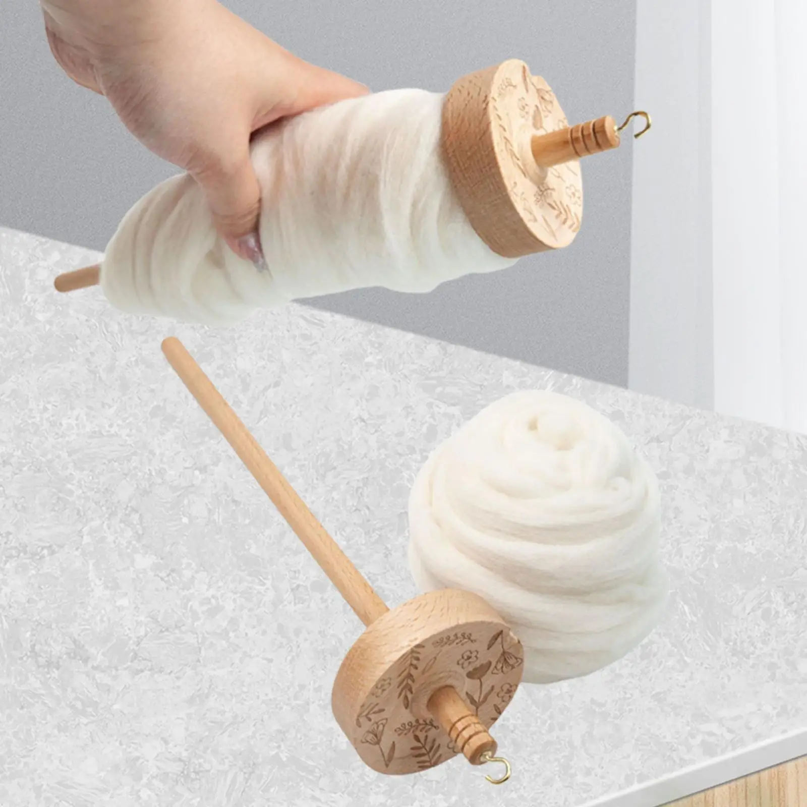 Top Whorl 12.80inch Portable Wheel Easy to Use Retro Style Sewing Crafts Drop Spindle for Knitted Crochet Pom Pom's Felting DIY view 5