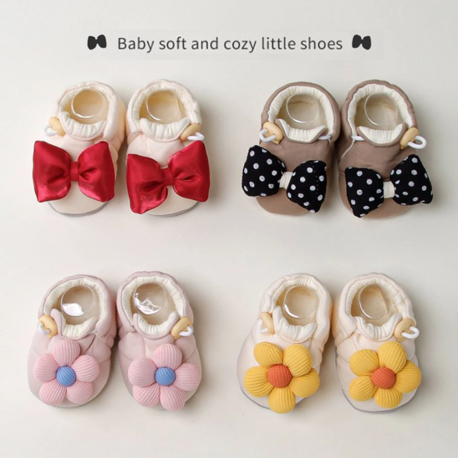 

Blotona Infant Baby Girls Mary Jane Flats 3D Bow/Flower Drawstring Shoes Non-Skid Newborn Crib Shoes
