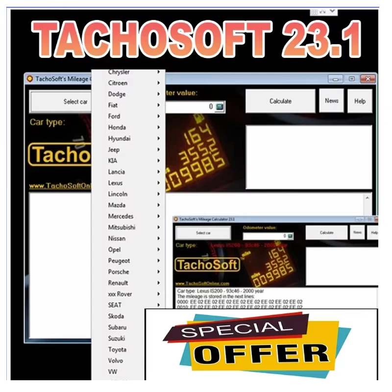 

TachoSoft-kalculadora de kilometraje 23,1 TachoSoft, Software de cálculo de contador de kilometraje V23.1 con licencia, calculad