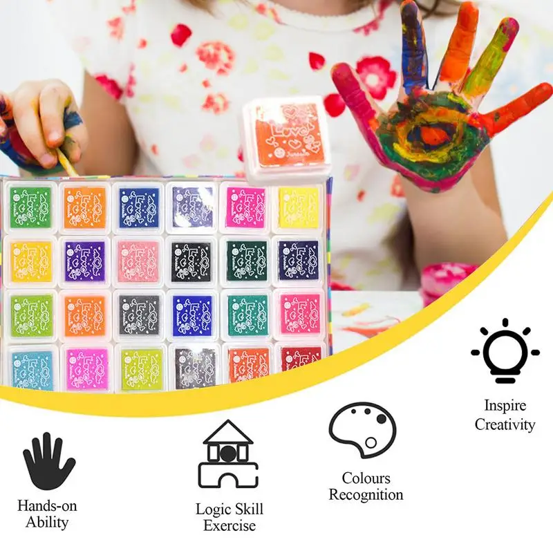 Fingerprint Ink Pad Durable Ink Pad Set Ink Pads For Rubber Stamps Kids Toddlers Adults Colorful Stamps Partner DIY Color Ink