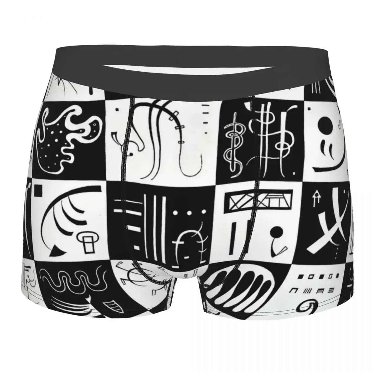 Kandinsky - Thirty, Black And White Artwork Underpants Breathbale Panties Male Underwear Print Shorts Boxer Briefs