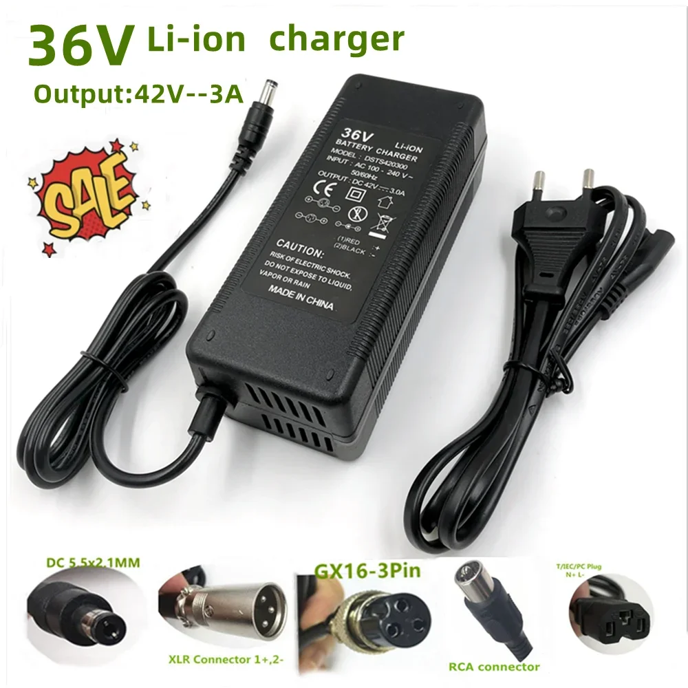 36V Li-ion Battery Charger 3A Output 42V3A Charger for 36V Lithium Battery High Quality Fast charger with Cooling fan