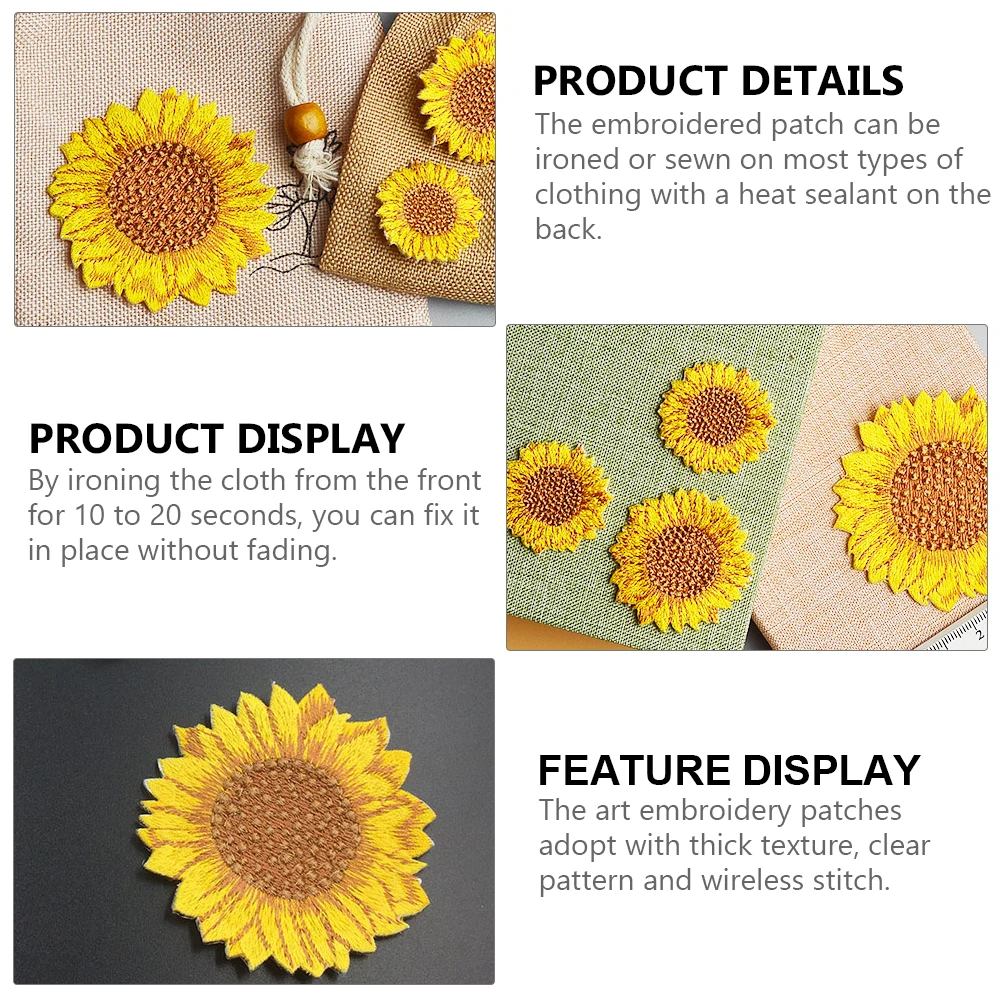 

12 Pcs Sunflower Patch Clothes Patches Embroidered Appliques Sewing Clothing Embroidery DIY